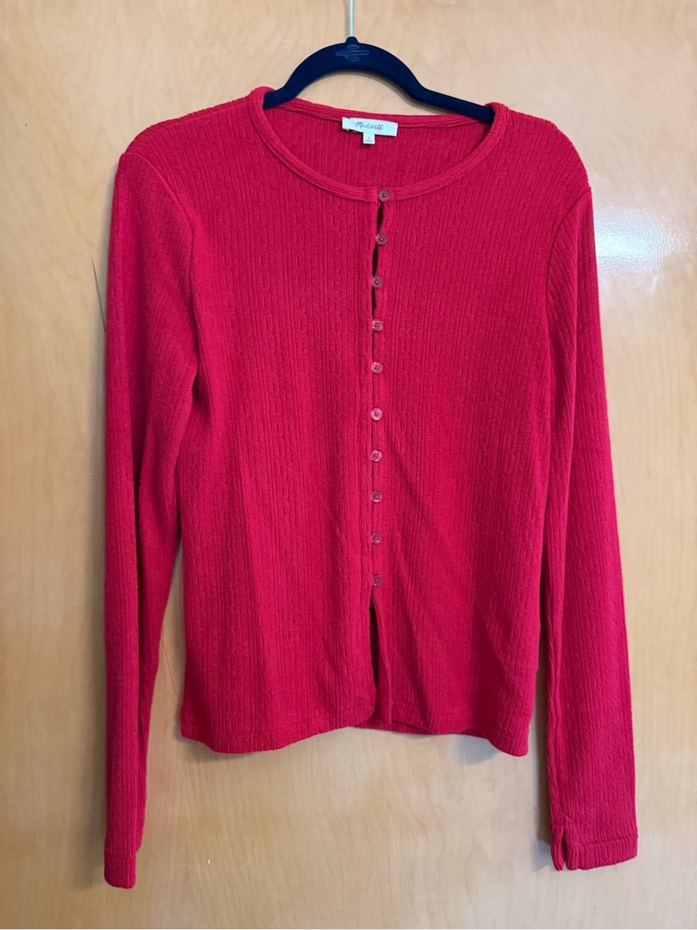 Madewell Bright Red Ribbed Button-Front Cardigan - Picture 2 of 7